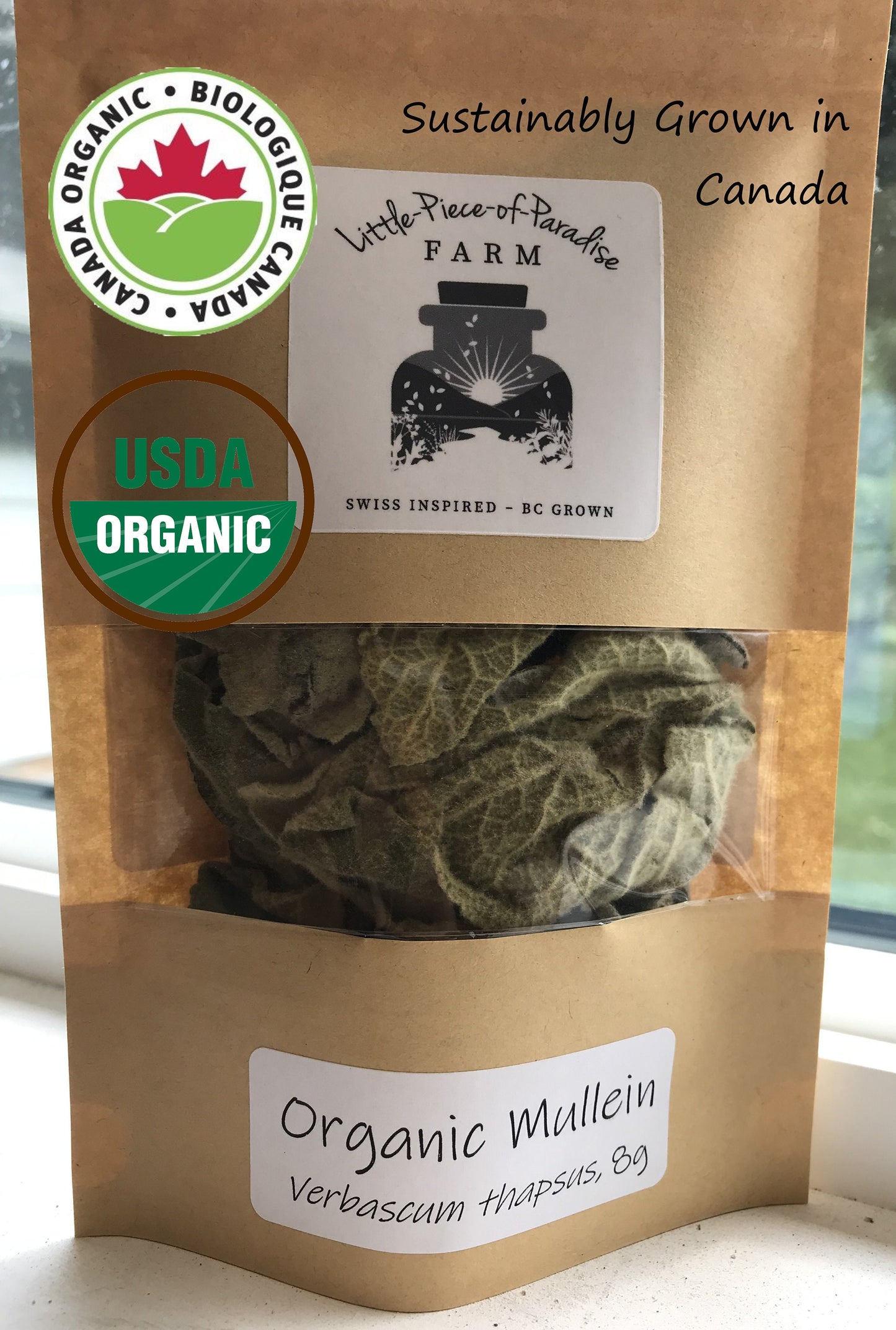Organic Mullein leaf, Verbascum thapsus, Sustainable Canadian Farm Grown Medicine
