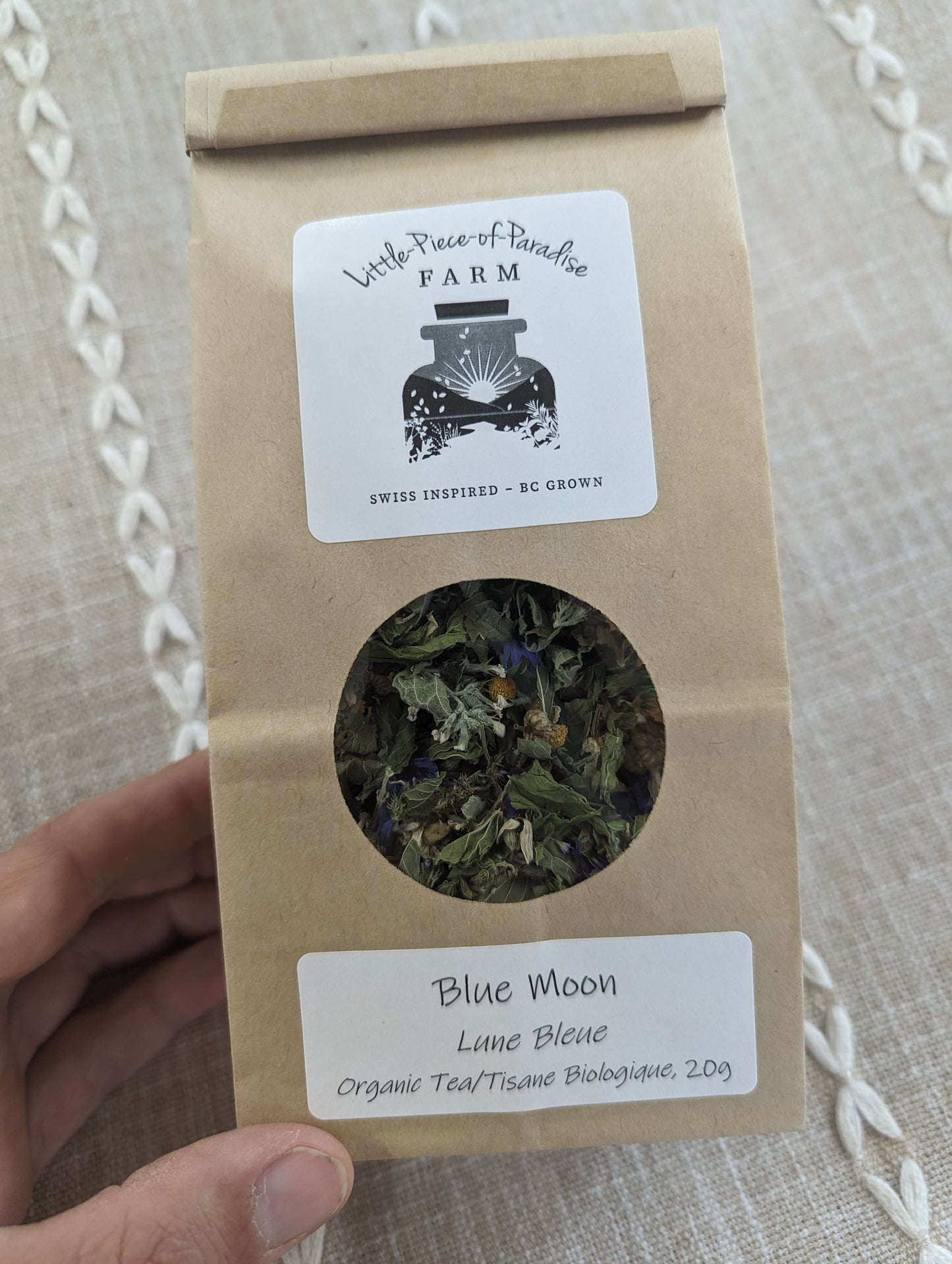 Organic Blue Moon Tea, Sustainable Farm Grown Loose Leaf Herbal Infusion