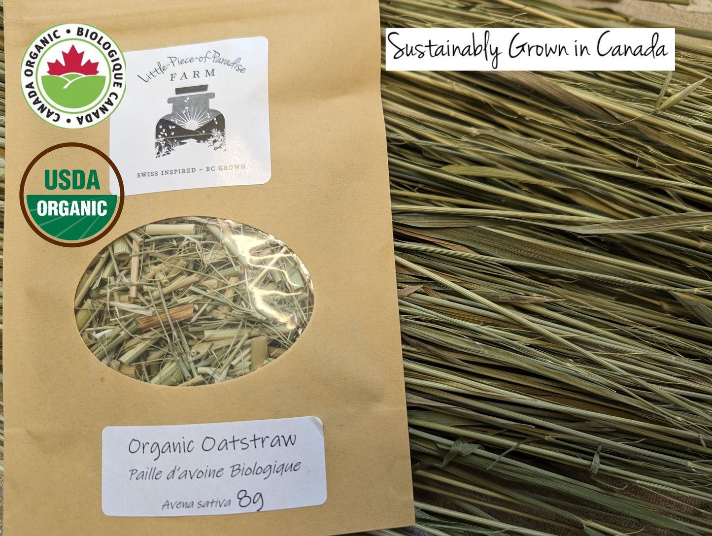 Organic Oatstraw, Avena sativa, Sustainable Canadian Farm Grown Dried Herb