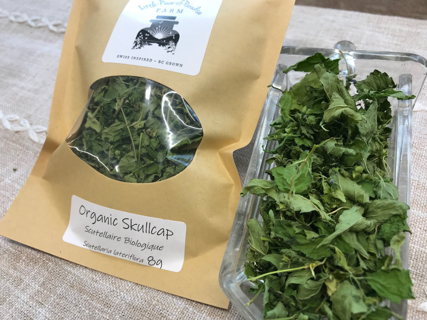 Organic Dried Skullcap, Scutellaria lateriflora, Sustainable Farm Grown Herbs Inactive